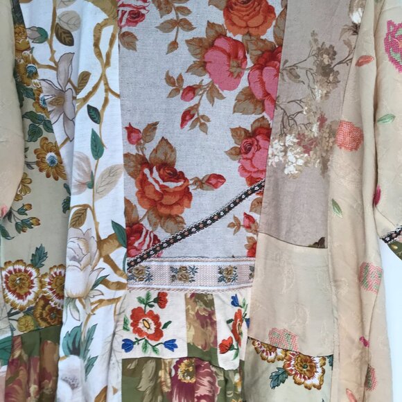 Art to wear patchwork mini dress women's M boho hippie retro denim whimsy floral - Picture 9 of 13